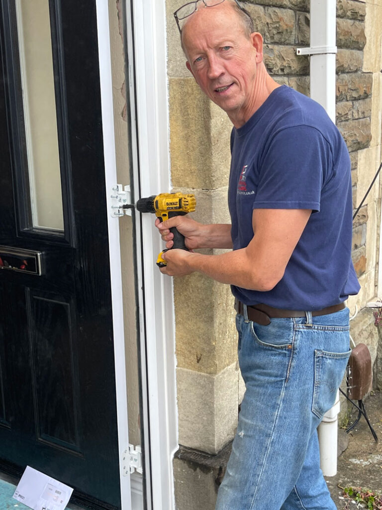 Replacing hinges on composite doors